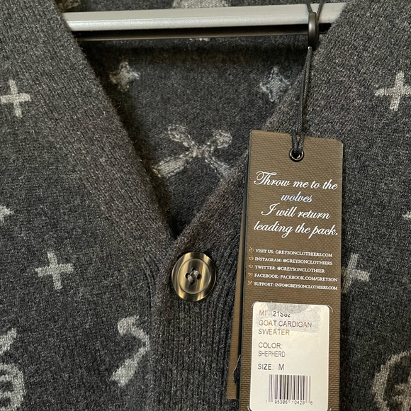 GREYSON men’s GOAT Cardigan Sweater sz M NWT - Picture 5 of 6